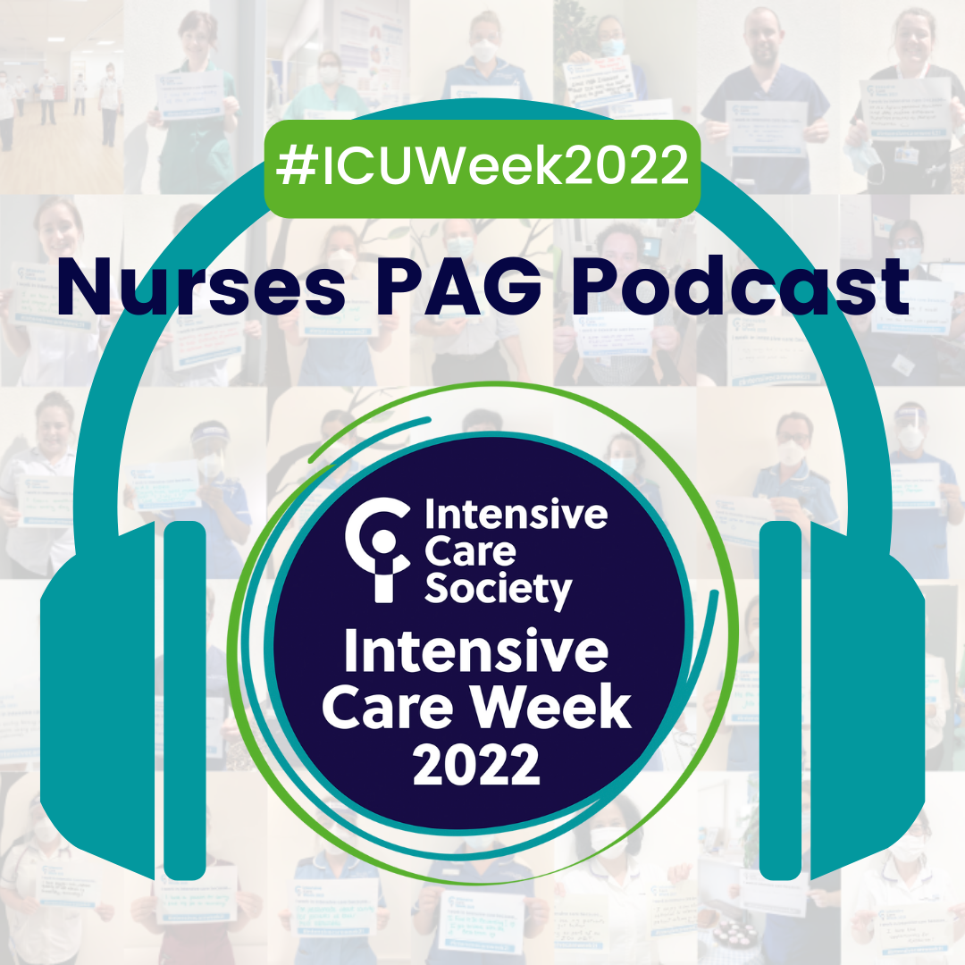 The Intensive Care Week logo wearing a pair of headphones