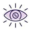 A navy icon of an eye with a pale purple background